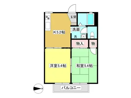 フレグランス形原(2K/2階)の間取り写真