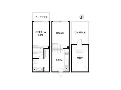 HIKESKIP FLOOR TERRACE HOUSE(1LDK/2階)の間取り写真