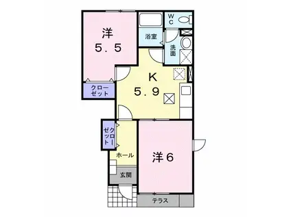 リバーロードYI(2K/1階)の間取り写真