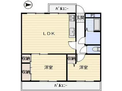 EL.SERENO和久野(2LDK/1階)の間取り写真