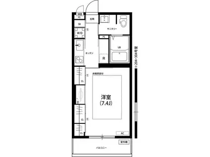 リブリ・UNITEE(1K/2階)の間取り写真