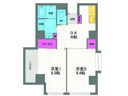 シェ.ピエール(2DK/4階)の間取り写真