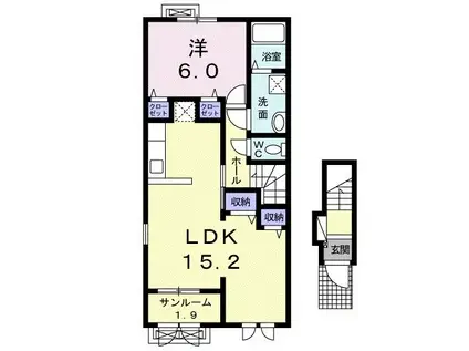 セイバリーIII B(1LDK/2階)の間取り写真