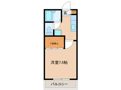 コンフォート東仙台(1K/2階)の間取り写真