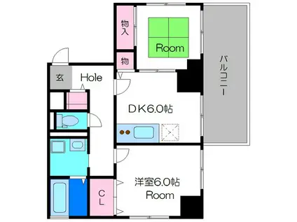 地下鉄谷町線 都島駅 徒歩5分 10階建 築32年(2DK/6階)の間取り写真