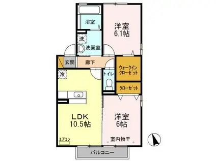 フロレスタ西館(2LDK/2階)の間取り写真