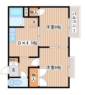シャンピア菅野A(2DK/1階)の間取り写真