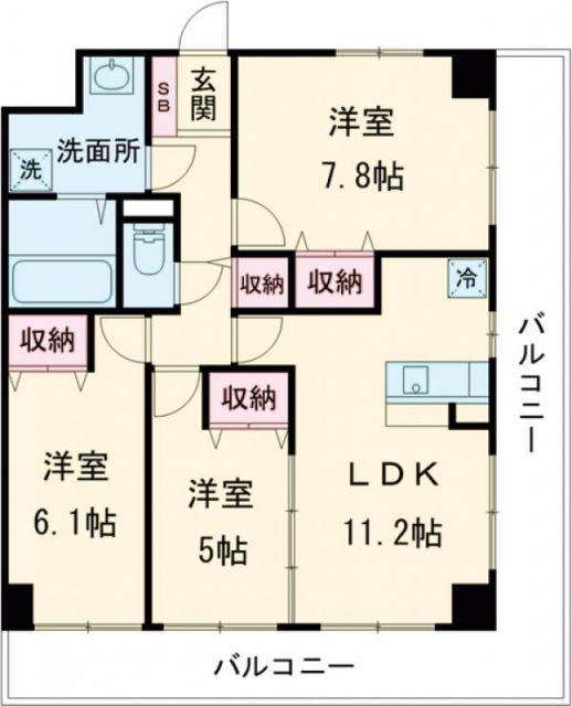 プラナス桜(3LDK/6階)の間取り写真