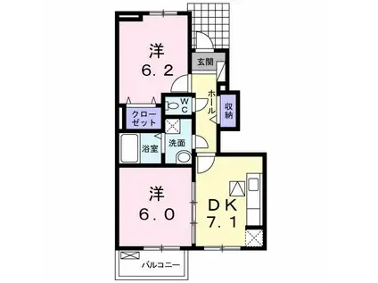 サンリット・メゾン・山崎III(2DK/1階)の間取り写真