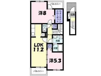 サンリットII(2LDK/2階)の間取り写真
