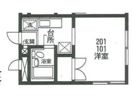 カームハイツ(ワンルーム/1階)の間取り写真