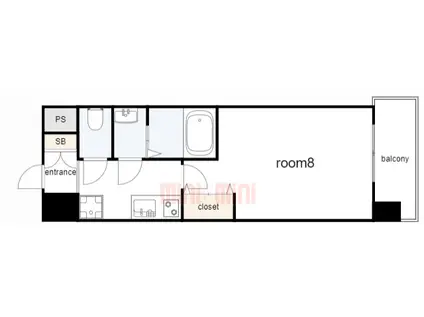 リヴィアス神戸SOLEIL(1K/7階)の間取り写真