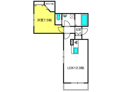 ESPOIR(1LDK/1階)の間取り写真