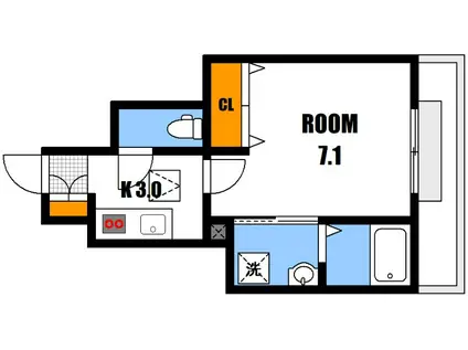 SHAMBRE古市B棟(1K/1階)の間取り写真