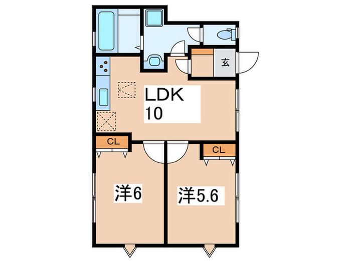 コリーナザマ(2LDK/1階)の間取り写真