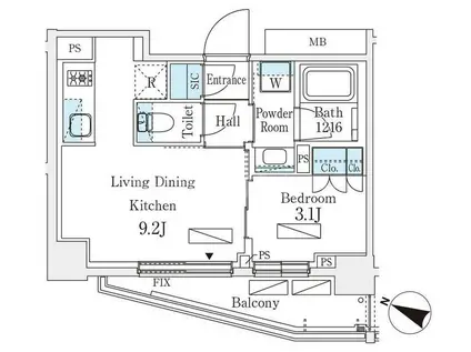 シーズンフラッツ町屋(1LDK/7階)の間取り写真