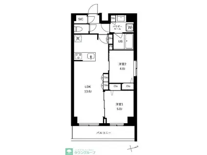 アーバンパーク船堀II(2LDK/4階)の間取り写真