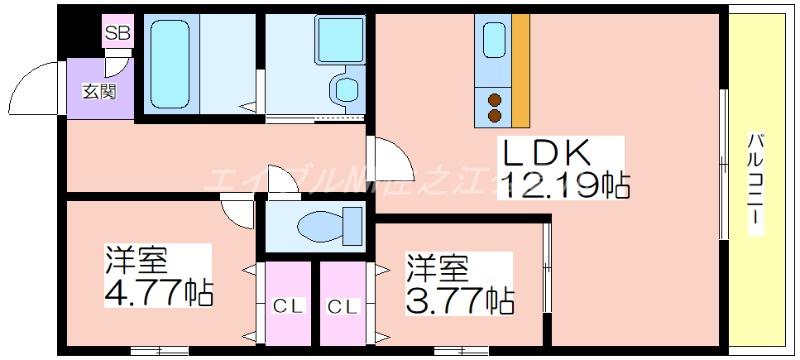 GRACE SHOEI(2LDK/4階)の間取り写真