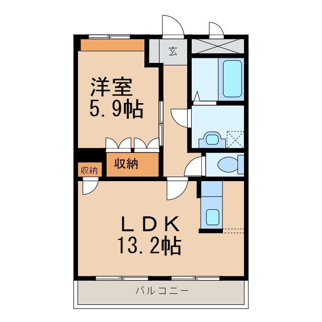 わかやま電鉄貴志川線 日前宮駅 徒歩19分 2階建 築19年(1LDK/1階)の間取り写真