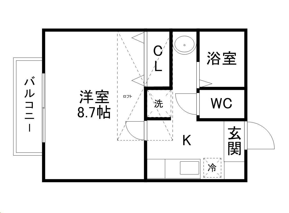 ツインフォレスト(1K/1階)の間取り写真