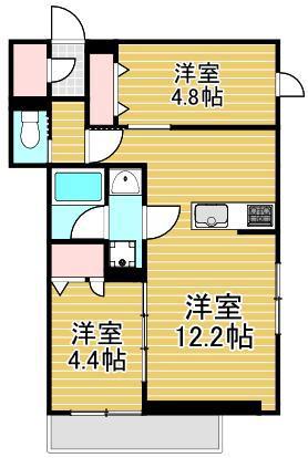 セレスティア六町IV(2LDK/3階)の間取り写真