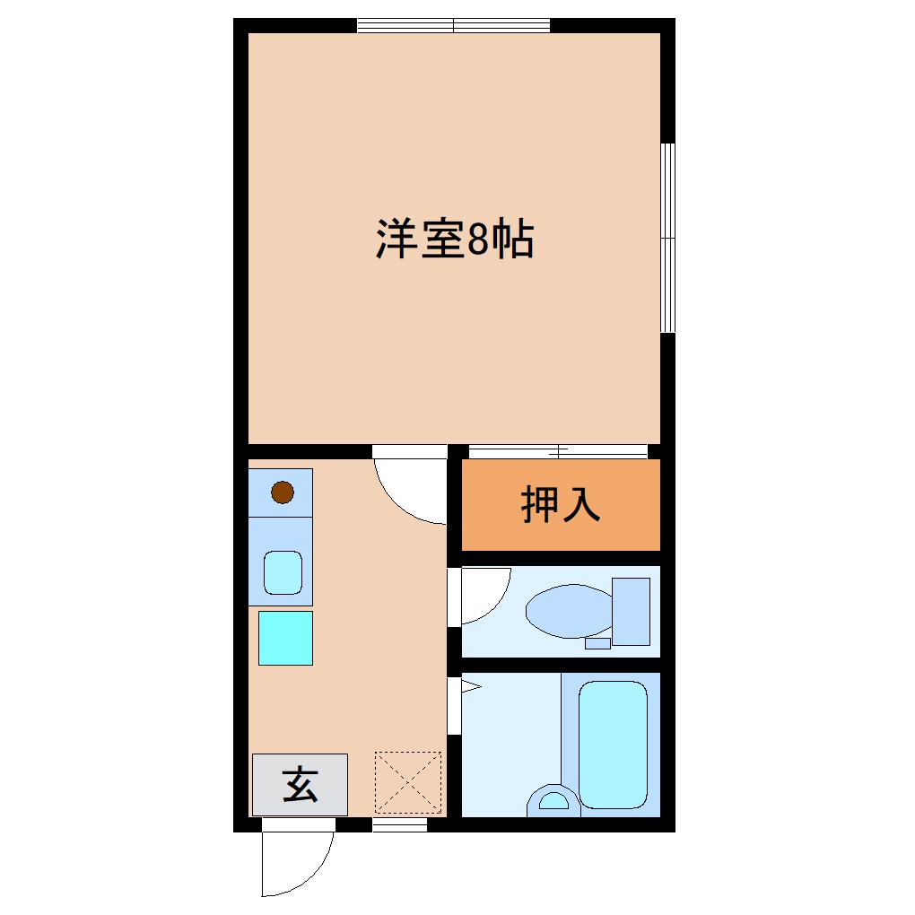 グリーンハイツ長峰2号棟(1K/2階)の間取り写真