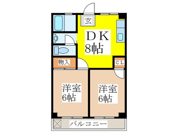 木口マンション(2DK/2階)の間取り写真