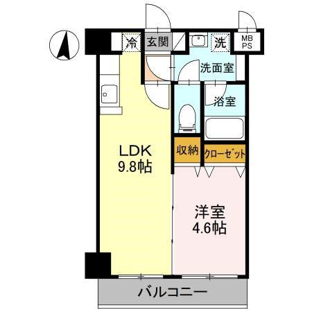 FREESIA(1LDK/2階)の間取り写真