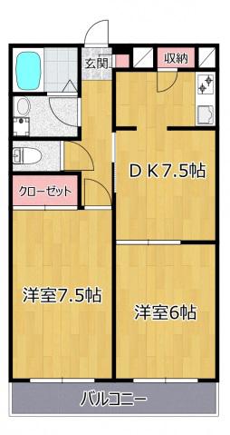 ソレアード小台(2DK/3階)の間取り写真