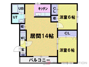 M・GRANGE(2LDK/3階)の間取り写真