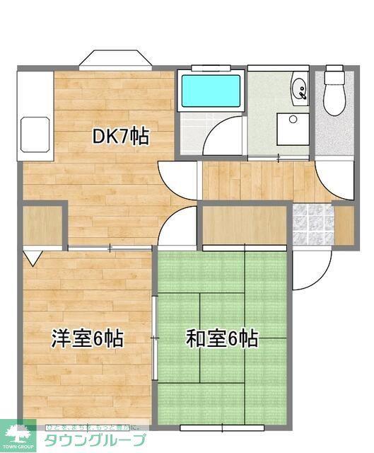 シャルムK(2DK/1階)の間取り写真