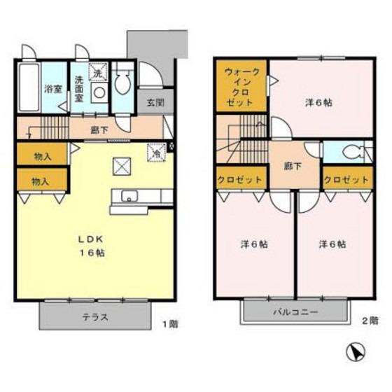 ヒルズ上之屋(3LDK/1階)の間取り写真