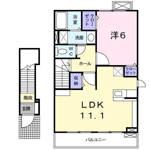 フランヒル(1LDK/2階)の間取り写真