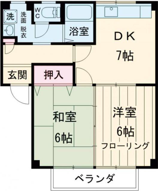 コーポ周山 I(2DK/1階)の間取り写真
