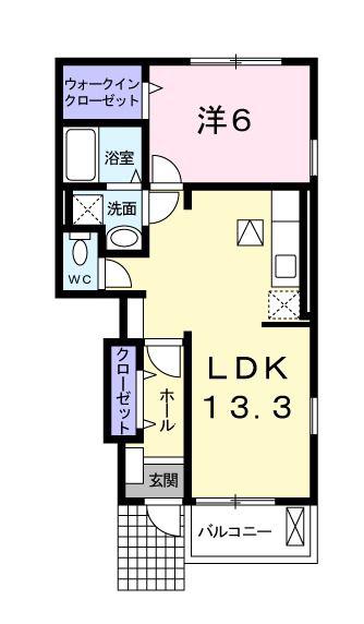 クレアーレB(1LDK/1階)の間取り写真