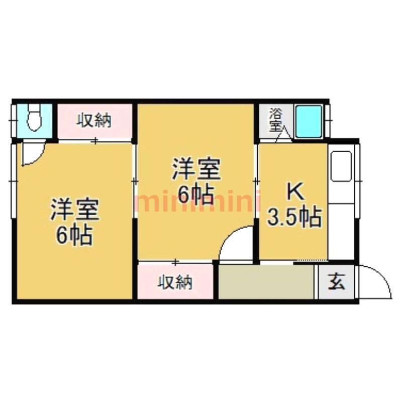 中里文化3号棟(2K/2階)の間取り写真