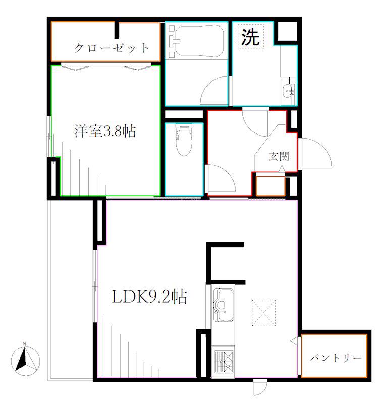 D-ROOM SUN PLATINA(1LDK/2階)の間取り写真