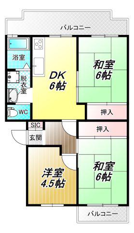 セピアコート山本(3DK/3階)の間取り写真