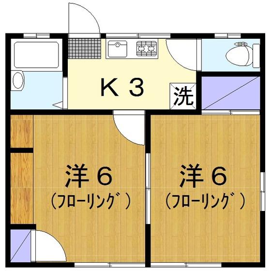 第7丸進ハイツ(2K/1階)の間取り写真