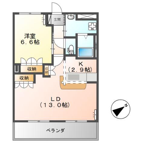 カームプレイス(1LDK/1階)の間取り写真