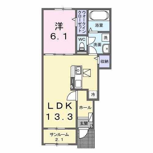 アンジュ(1LDK/1階)の間取り写真