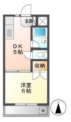 桑原コーポ A(1DK/2階)の間取り写真
