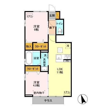 フォルテッシモ(2LDK/1階)の間取り写真