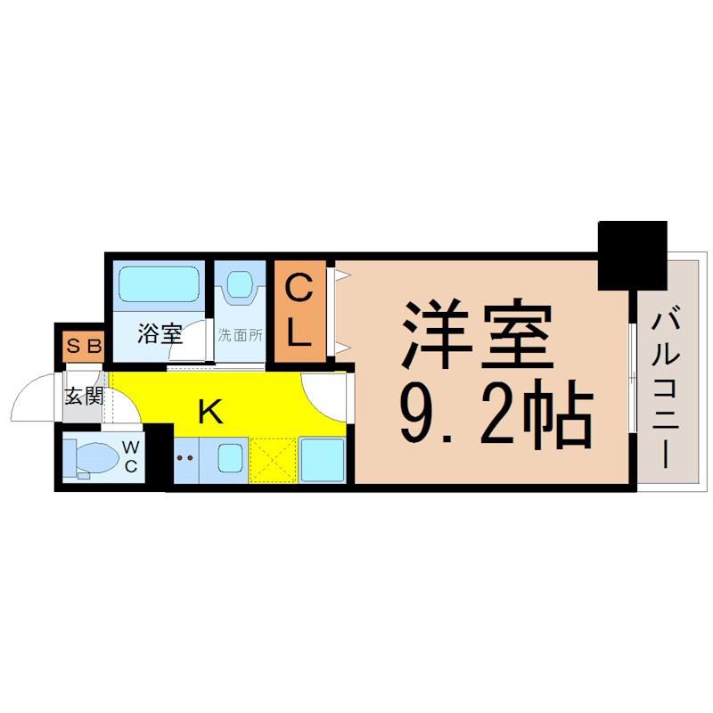 REGALO覚王山(1K/1階)の間取り写真