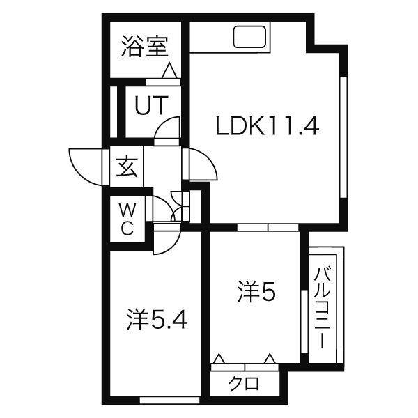 カサトレスAG(2LDK/6階)の間取り写真