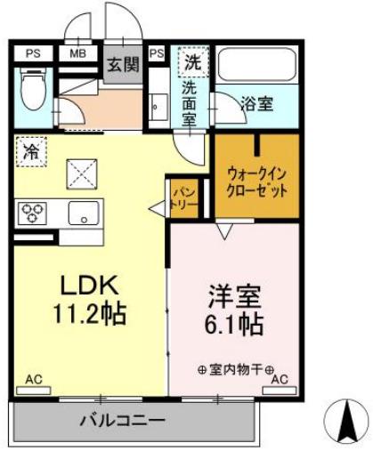 ADVANCE(1LDK/1階)の間取り写真