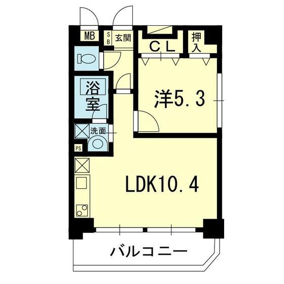 横川ビル杉水(1LDK/4階)の間取り写真