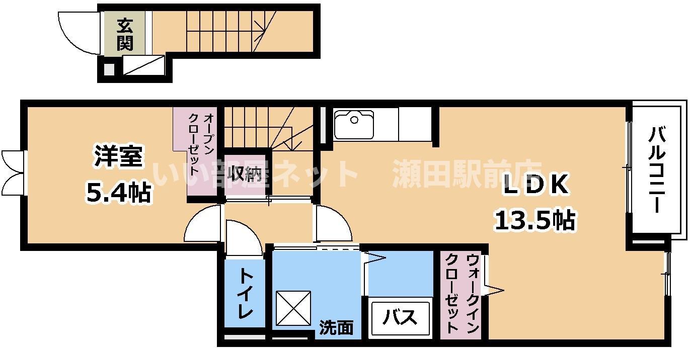 BLISS I(1LDK/2階)の間取り写真