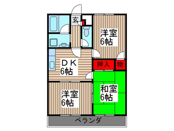 第3田中ハイツ(3DK/1階)の間取り写真