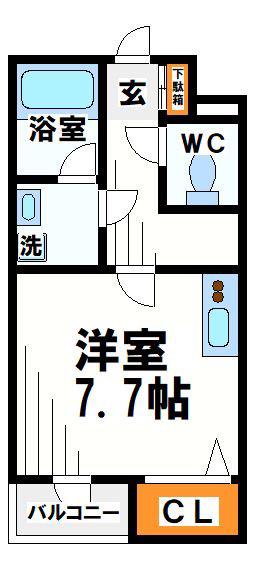 BPRレジデンス仙川(1K/1階)の間取り写真